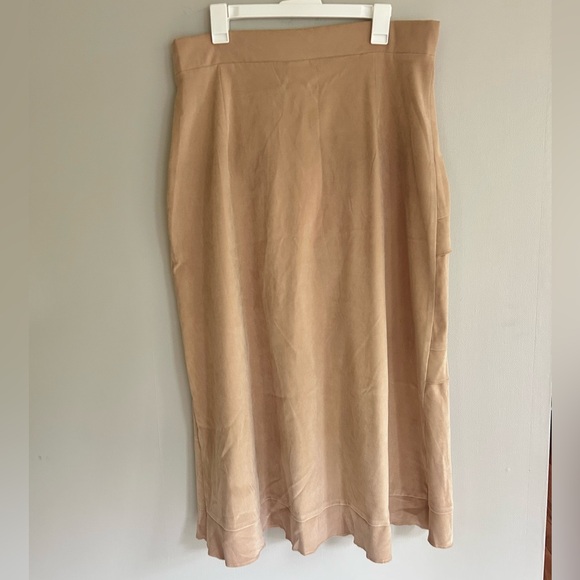 VINTAGE Y2K 90s Brown Sueded Cotton Tiered Ruffle Midi Skirt Boho Western Sz 18 - Picture 4 of 8